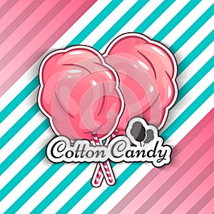 Cotton Candy Logo Emblem for Your Products, Vector Illustration of Handmade. Symbol of a cloud of sugar