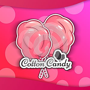 Cotton Candy Logo Emblem for Your Products, Vector Illustration of Handmade. Symbol of a cloud of sugar