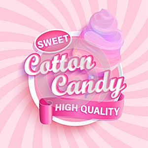 Cotton candy shop logo, label or emblem.