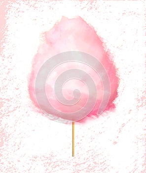 Cotton Candy on Stick, Fluffy Sugar Cloud Dessert