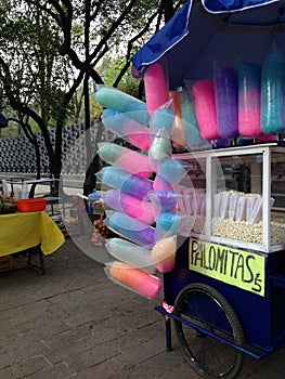 Cotton candy street vendor stand