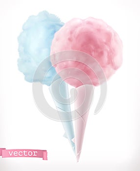 Cotton candy. Sugar clouds. 3d realistic vector icon