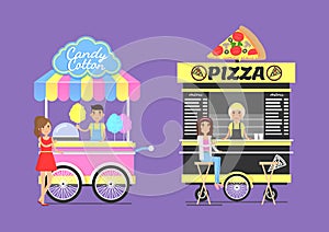 Cotton Candy and Tasty Pizza From Street Carts Set