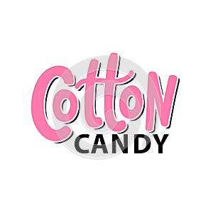 Cotton candy. Text logo lettering. Hand drawn vector illustration. photo