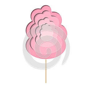 Cotton candy vector paper cut illustration