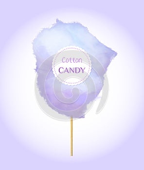 Sugar Wadding on Floss, Cotton Candy Label Vector photo