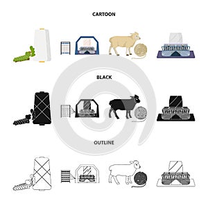 Cotton, coil, thread, pest, and other web icon in cartoon,black,outline style. Textiles, industry, gear icons in set