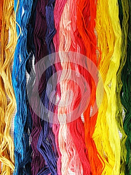 Cotton colored threads for embroidery