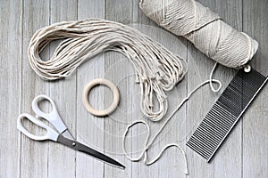 Cotton cord supplies used for macrame crafts