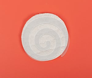 Cotton Disks, Hygiene Pads on Pink Background, Round Facial Sponge, Soft Clear Disk Stack