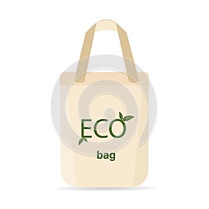 Cotton eco bag on a white background. Clean environment concept. Vector illustration