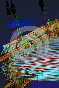 Cotton fibers on a local loom at Nan Province