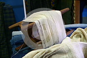 Cotton fibers used in weaving