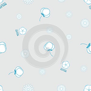 Cotton flat vector seamless pattern