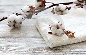 Cotton flower and towel