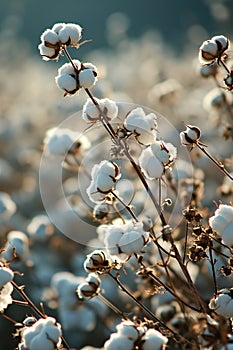 cotton harvest on the field. Selective focus.