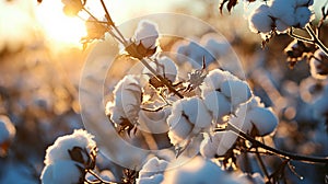 cotton harvest on the field. Selective focus.