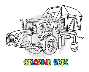 Cotton harvester or combine with eyes coloring book