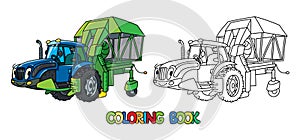Cotton harvester or combine with eyes coloring book