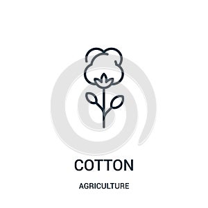 cotton icon vector from agriculture collection. Thin line cotton outline icon vector illustration. Linear symbol for use on web
