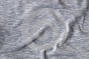 Cotton jersey fabric texture. Crumpled gray textile background