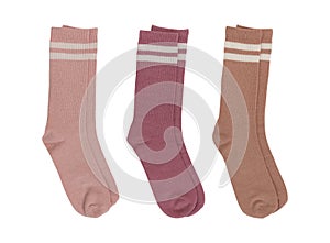 Cotton long socks isolated on white background