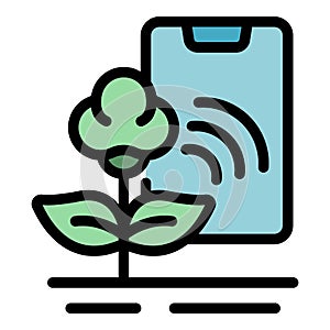 Cotton plant control icon vector flat