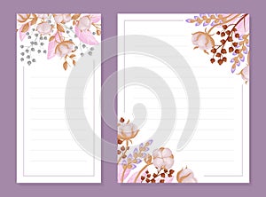 Cotton Plant Empty Note and Reminder Card Design Vector Template