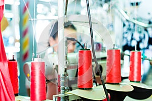 Cotton reels in a textile factory