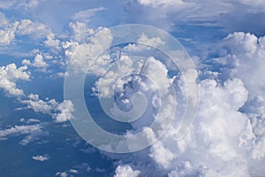 Cotton shaped cumulonimbus cloud from airplane