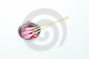 Cotton stick with chlorhexidine for cleaning