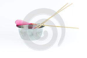 Cotton stick with chlorhexidine for cleaning