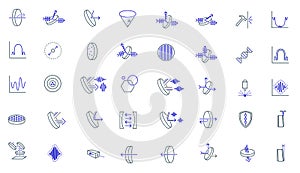 Laser optics blue colour icons set photo