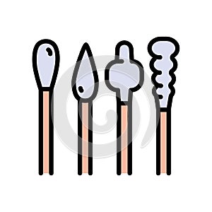 Cotton swab, clean, medical, tool, stick free vector color icon