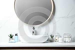 Cotton swabs and other hygiene products on countertop
