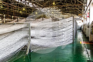 Cotton Thread lines for a copwinder weft assembly line loom