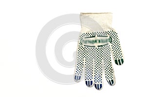 Cotton working glove, clean, with multicolored rubber dots