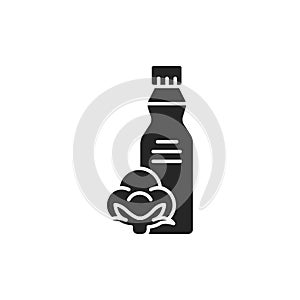 Cottonseed vegetable oil glass bottle black glyph icon. photo