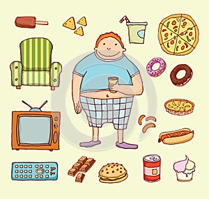 Couch potato cartoon. Vector illustration