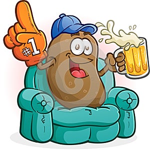 Couch Potato Sports Fan Cartoon Character