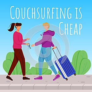 Couchsurfing is cheap social media post mockup