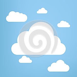 Couds element, clouds on isolated blue background, and Groups of white Clouds collection in flat design styles, cloud concepts