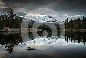 Coudy early morning, Manzanita Lake, Lassen Peak, Lassen Volcanic National Park