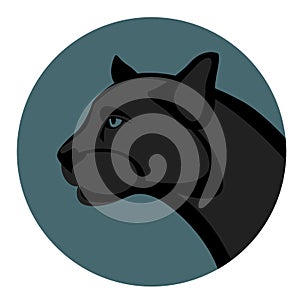 Cougar head vector illustration , flat style ,profile