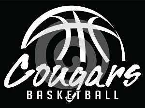 Cougars Basketball Team Graphic White Version