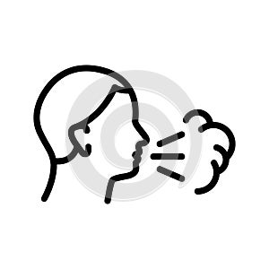 Cough line icon, vector pictogram of flu or coronavirus symptom. Allergy symptoms icon. Infectious diseases, colds, flu, cough.