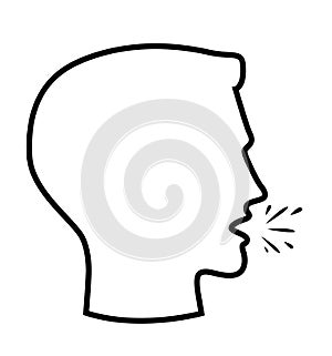 Cough with phlegm vector icon. Bad breath filled flat sign for mobile concept and web design. Coughing man glyph icon