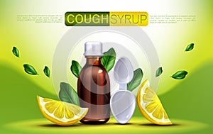 Cough syrup with lemon flavour banner mock up