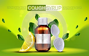 Cough syrup with lemon flavour banner mock up