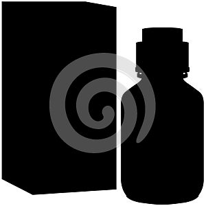 Cough syrup, liquid syrup cough medicine bottle, drug in the glass bottle detailed realistic silhouette